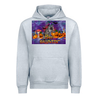 Heather Grey Happy Halloween Raccoon Urban Hoodie - LillyAllenDesigns