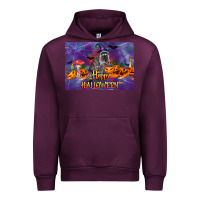 Mauve Wine Happy Halloween Raccoon Urban Hoodie - LillyAllenDesigns
