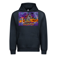 Navy Happy Halloween Raccoon Urban Hoodie - LillyAllenDesigns