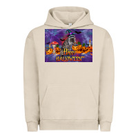 Pigment French Oak Happy Halloween Raccoon Urban Hoodie - LillyAllenDesigns