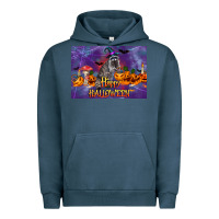 Pigment Midnight Navy Happy Halloween Raccoon Urban Hoodie - LillyAllenDesigns