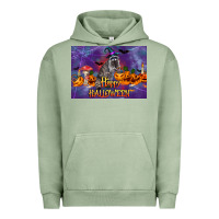 Pigment Oil Green Happy Halloween Raccoon Urban Hoodie - LillyAllenDesigns