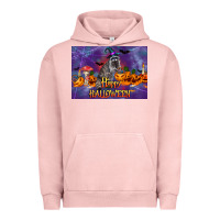 Pigment Salmon Happy Halloween Raccoon Urban Hoodie - LillyAllenDesigns