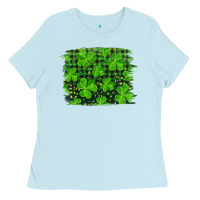 Baby Blue st patrick's day shamrock and plaid distressed background Ladies Tee - RanaPortraitStore