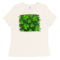 Bone st patrick's day shamrock and plaid distressed background Ladies Tee - RanaPortraitStore