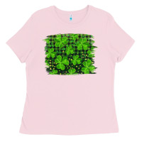 Bubblegum Pink st patrick's day shamrock and plaid distressed background Ladies Tee - RanaPortraitStore