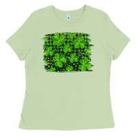 Matcha st patrick's day shamrock and plaid distressed background Ladies Tee - RanaPortraitStore