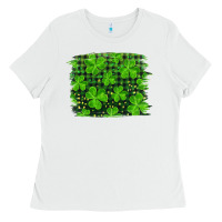 White st patrick's day shamrock and plaid distressed background Ladies Tee - RanaPortraitStore