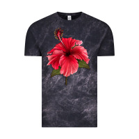 Cloud Black Puerto Rican Hibiscus Flower Vintage Tee - LillyAllenDesigns