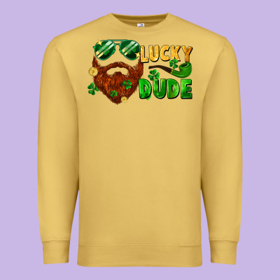 Lucky Dude Saint Patrick's Bearded Man Premium Sweatshirt Designed By Fadigitalartstudio