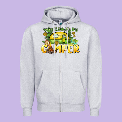 Happy St. Patrick's Day Camper Zipper Hoodie Designed By Howdyjamesfarm