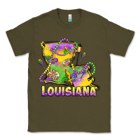 Army Green louisiana mardi gras state map Classic Tee - LillyAllenDesigns
