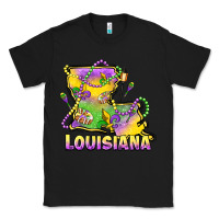 Black louisiana mardi gras state map Classic Tee - LillyAllenDesigns
