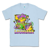 Dusty Blue louisiana mardi gras state map Classic Tee - LillyAllenDesigns