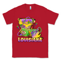 Red louisiana mardi gras state map Classic Tee - LillyAllenDesigns