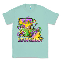 Seafoam louisiana mardi gras state map Classic Tee - LillyAllenDesigns