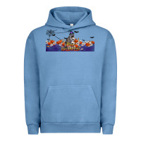 Pigment Pebble Blue Happy Halloween Raccon Urban Hoodie - LillyAllenDesigns