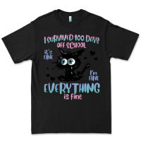 Black i survived 100 days of school cat Premium Tee - MaliasSmallBusiness