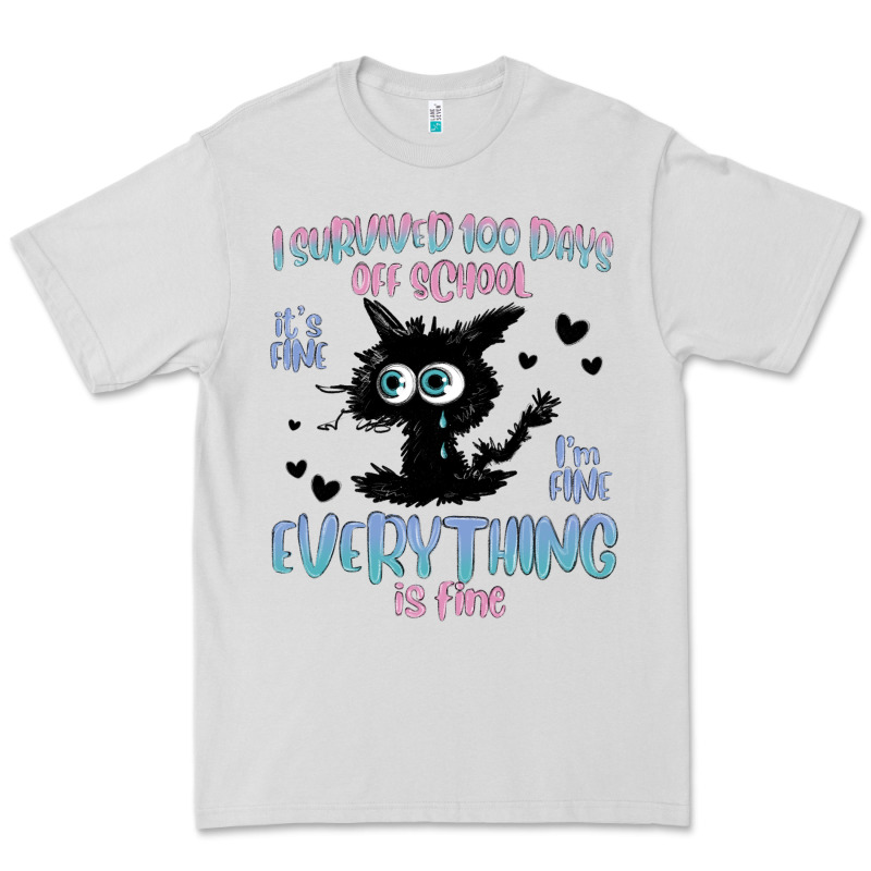 I Survived 100 Days Of School Cat Premium Tee by MaliasSmallBusiness | Teevron