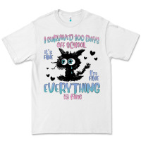 White i survived 100 days of school cat Premium Tee - MaliasSmallBusiness