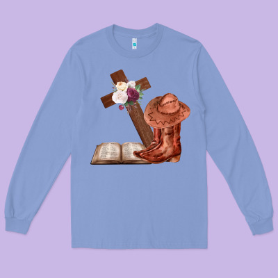 Boots With Bible And Cross Long Sleeve Tee Designed By Bettercallsaul