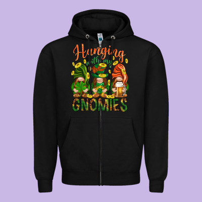 Hanging With My Gnomies Zipper Hoodie Designed By Howdyjamesfarm