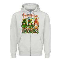 Dove Grey Hanging with my gnomies Zipper Hoodie - HowdyJamesFarm