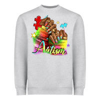 Heather Grey Black woman Autism nails Heavyweight Sweatshirt - NancyCooperArtShop