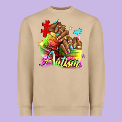 Black Woman Autism Nails Heavyweight Sweatshirt Designed By Nancycooperartshop