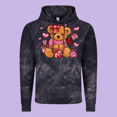 Valentines Day Teddy Bear Vintage Hoodie Designed By Lillyallendesigns