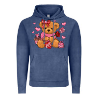 Vintage Denim valentines day teddy bear Vintage Hoodie - LillyAllenDesigns