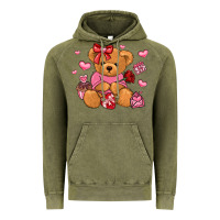 Vintage Olive valentines day teddy bear Vintage Hoodie - LillyAllenDesigns