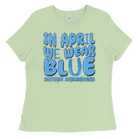 Matcha in april we wear blue autism awareness Ladies Tee - MaliasSmallBusiness