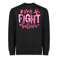 Black pray fight believe breast cancer Heavyweight Sweatshirt - texasbilliewilder
