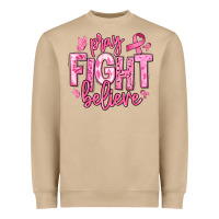 Mushroom pray fight believe breast cancer Heavyweight Sweatshirt - texasbilliewilder