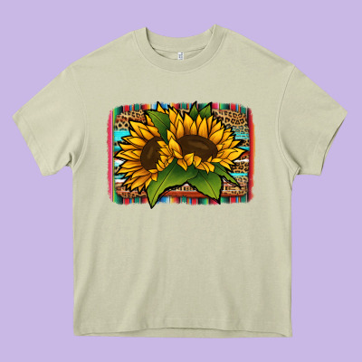 Sunflower With Serape Background Heavy Core Tee Designed By Jasminsmagicworld