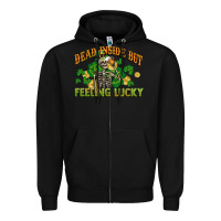 Black Dead inside but feeling lucky St. Patrick's Day Zipper Hoodie - CowGirlArtShop