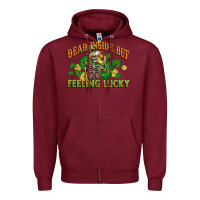 Burgundy Dead inside but feeling lucky St. Patrick's Day Zipper Hoodie - CowGirlArtShop