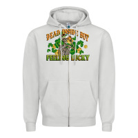 Dove Grey Dead inside but feeling lucky St. Patrick's Day Zipper Hoodie - CowGirlArtShop