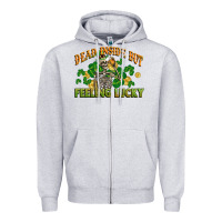 Heather Grey Dead inside but feeling lucky St. Patrick's Day Zipper Hoodie - CowGirlArtShop