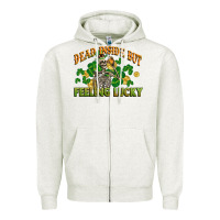Dead Inside But Feeling Lucky St. Patrick's Day Zipper Hoodie | Teevron