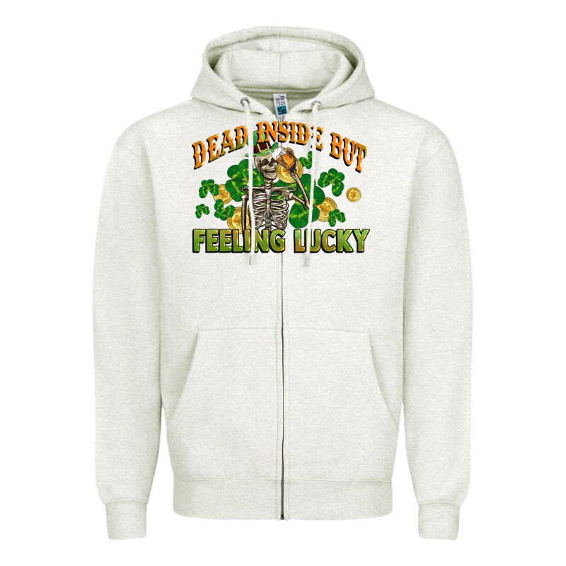 Dead Inside But Feeling Lucky St. Patrick's Day Zipper Hoodie by CowGirlArtShop | Teevron