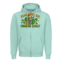 Seafoam Dead inside but feeling lucky St. Patrick's Day Zipper Hoodie - CowGirlArtShop