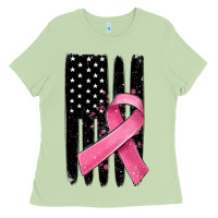 Matcha breast cancer ribbon american flag Ladies Tee - MaliasSmallBusiness