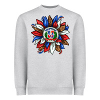 Heather Grey dominican sunflower Heavyweight Sweatshirt - texasbilliewilder