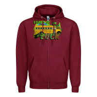 Burgundy Loads of luck School bus Zipper Hoodie - CowGirlArtShop