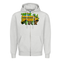 Dove Grey Loads of luck School bus Zipper Hoodie - CowGirlArtShop