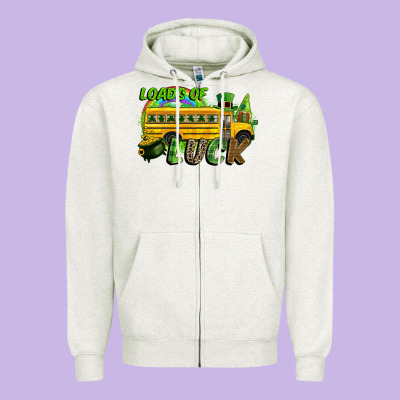 Loads Of Luck School Bus Zipper Hoodie Designed By Cowgirlartshop