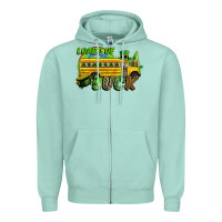 Seafoam Loads of luck School bus Zipper Hoodie - CowGirlArtShop