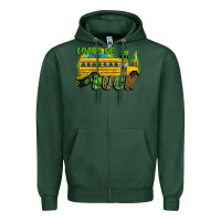 Sports Green Loads of luck School bus Zipper Hoodie - CowGirlArtShop